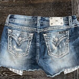Miss Me Distressed Blue Jean Shorts